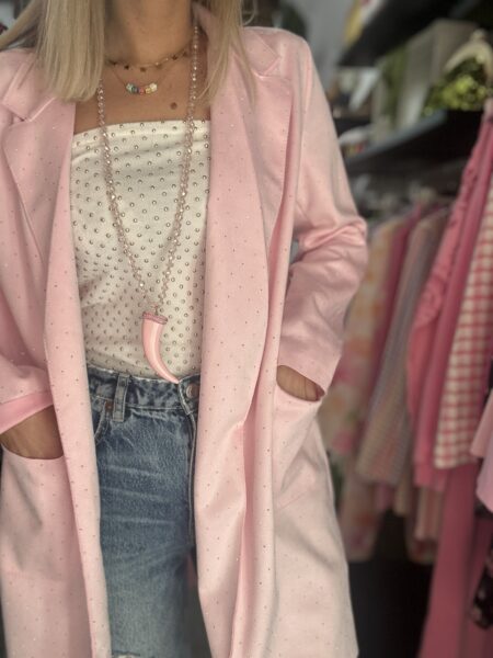 Spolverino rosa con microstrass