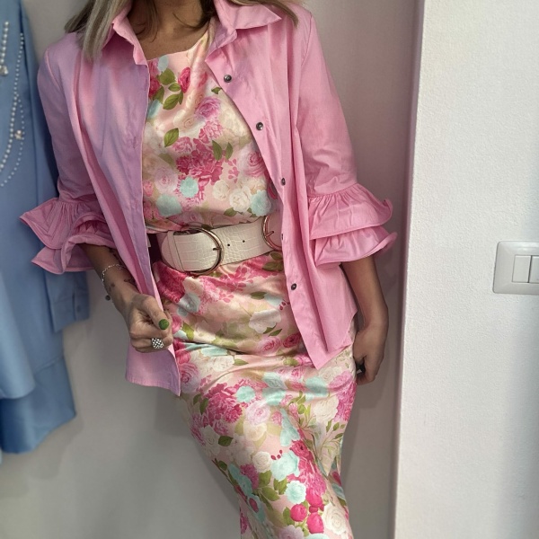 Completo con gonna a tubino rosa - immagine 3
