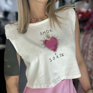 Maglia senza maniche con stampa cuore