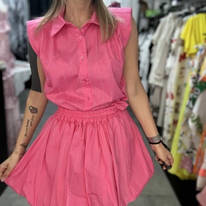 Completo microstrass fucsia