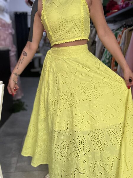 Completo S/M in sangallo giallo fluo - immagine 3