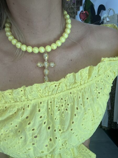 Collana con sfere perlate e croce - immagine 3