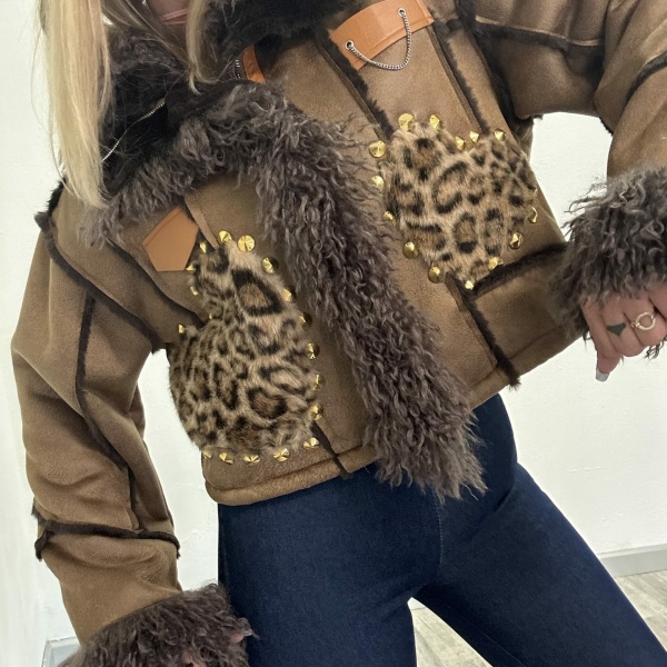 Eco montone cuore Leopardato