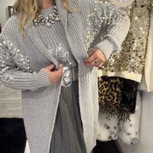 Cardigan Caroline base grigia