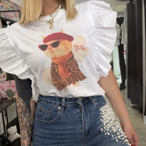 T-shirt con voulant