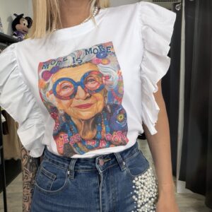 T-shirt voulant con iris apfel